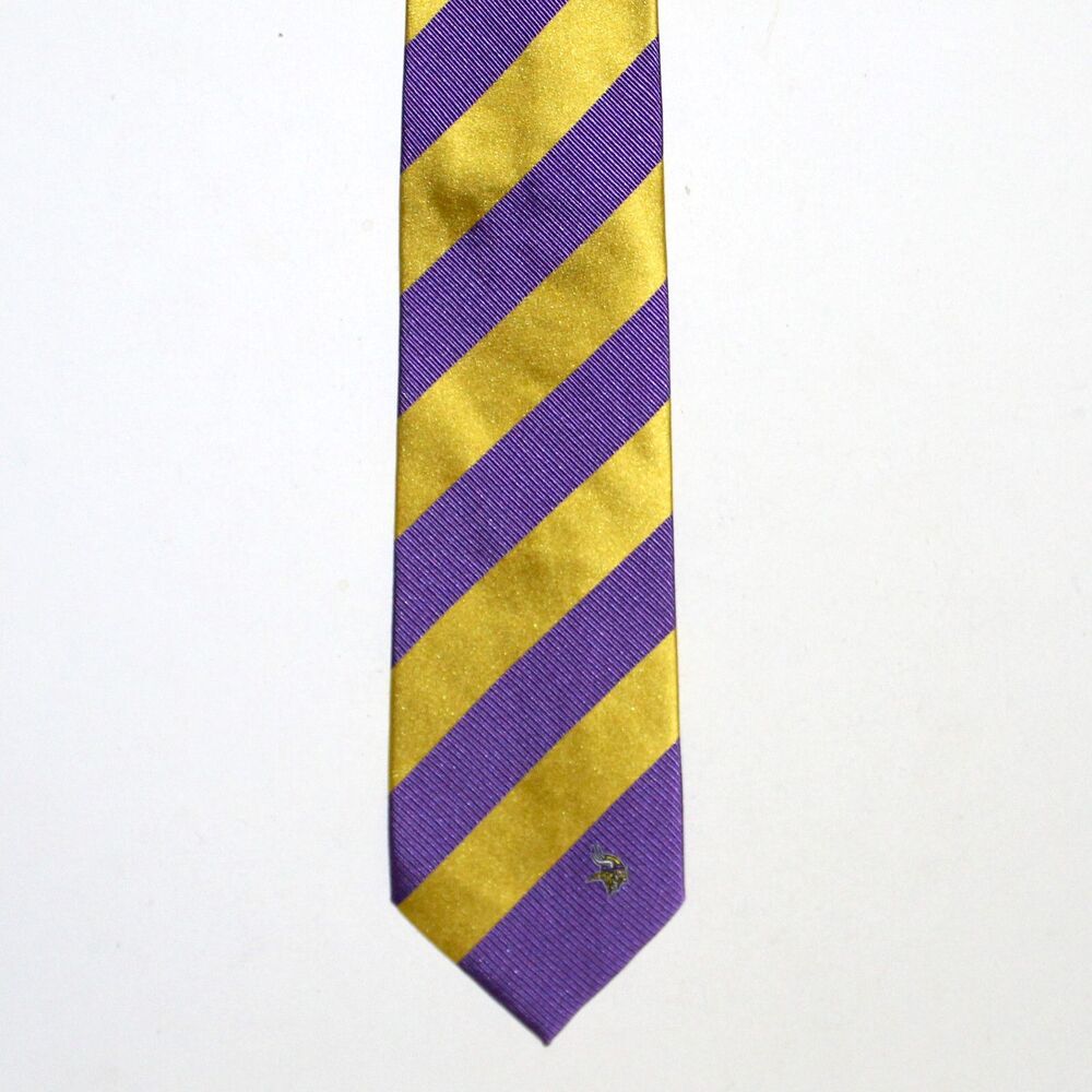 Minnesota Vikings NeckTie NFL Football Silk logo purple gold stripes
